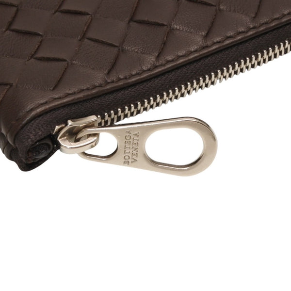 極美品 Bottega Veneta ボッテガヴェネタ イントレチャート コインケース カードケース レザー ブラウン シルバー金具 中古 4a000790