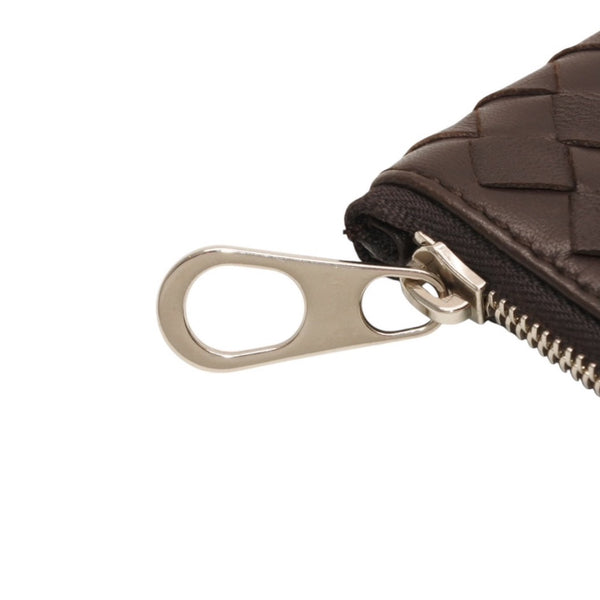 極美品 Bottega Veneta ボッテガヴェネタ イントレチャート コインケース カードケース レザー ブラウン シルバー金具 中古 4a000790