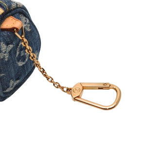 極美品 LOUIS VUITTON ルイヴィトン モノグラムデニム ミニ トゥルース スピーディPM M95082 ストラップ ブルー 中古 4a001032