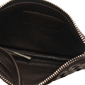 極美品 Bottega Veneta ボッテガヴェネタ イントレチャート コインケース カードケース レザー ブラウン シルバー金具 中古 4a000790