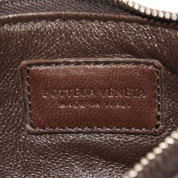 極美品 Bottega Veneta ボッテガヴェネタ イントレチャート コインケース カードケース レザー ブラウン シルバー金具 中古 4a000790