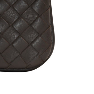 極美品 Bottega Veneta ボッテガヴェネタ イントレチャート コインケース カードケース レザー ブラウン シルバー金具 中古 4a000790