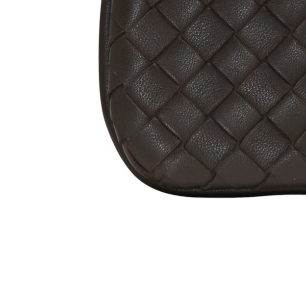 極美品 Bottega Veneta ボッテガヴェネタ イントレチャート コインケース カードケース レザー ブラウン シルバー金具 中古 4a000790