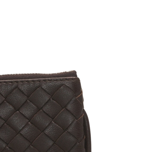 極美品 Bottega Veneta ボッテガヴェネタ イントレチャート コインケース カードケース レザー ブラウン シルバー金具 中古 4a000790