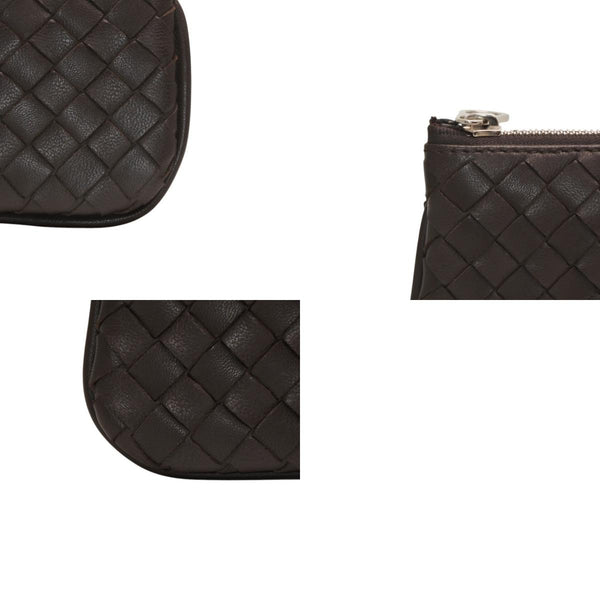 極美品 Bottega Veneta ボッテガヴェネタ イントレチャート コインケース カードケース レザー ブラウン シルバー金具 中古 4a000790