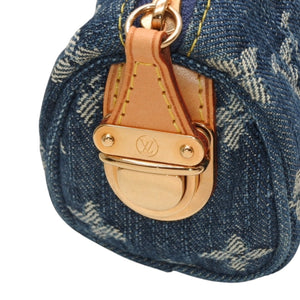 極美品 LOUIS VUITTON ルイヴィトン モノグラムデニム ミニ トゥルース スピーディPM M95082 ストラップ ブルー 中古 4a001032