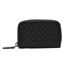 画像をギャラリービューアに読み込む, 極美品 Bottega Veneta ボッテガヴェネタ イントレチャート コインケース カードケース レザー ブラック ブラック金具 中古 4a000756