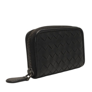 極美品 Bottega Veneta ボッテガヴェネタ イントレチャート コインケース カードケース レザー ブラック ブラック金具 中古 4a000756