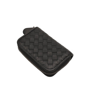 極美品 Bottega Veneta ボッテガヴェネタ イントレチャート コインケース カードケース レザー ブラック ブラック金具 中古 4a000756