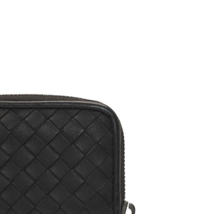極美品 Bottega Veneta ボッテガヴェネタ イントレチャート コインケース カードケース レザー ブラック ブラック金具 中古 4a000756