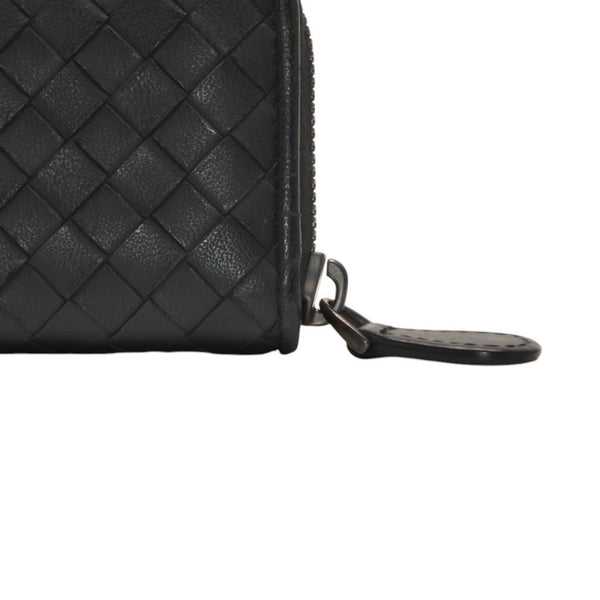 極美品 Bottega Veneta ボッテガヴェネタ イントレチャート コインケース カードケース レザー ブラック ブラック金具 中古 4a000756