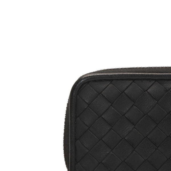 極美品 Bottega Veneta ボッテガヴェネタ イントレチャート コインケース カードケース レザー ブラック ブラック金具 中古 4a000756