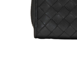 極美品 Bottega Veneta ボッテガヴェネタ イントレチャート コインケース カードケース レザー ブラック ブラック金具 中古 4a000756