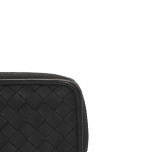 極美品 Bottega Veneta ボッテガヴェネタ イントレチャート コインケース カードケース レザー ブラック ブラック金具 中古 4a000756