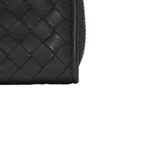 極美品 Bottega Veneta ボッテガヴェネタ イントレチャート コインケース カードケース レザー ブラック ブラック金具 中古 4a000756