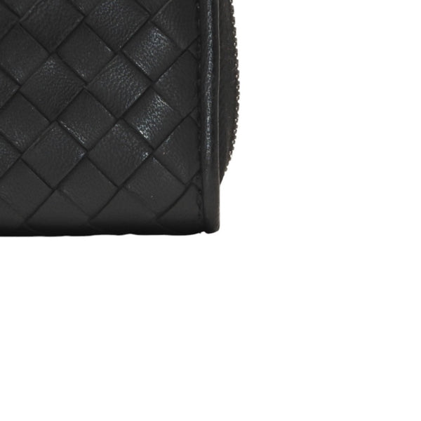 極美品 Bottega Veneta ボッテガヴェネタ イントレチャート コインケース カードケース レザー ブラック ブラック金具 中古 4a000756