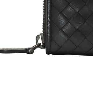 極美品 Bottega Veneta ボッテガヴェネタ イントレチャート コインケース カードケース レザー ブラック ブラック金具 中古 4a000756