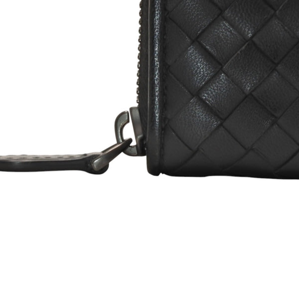 極美品 Bottega Veneta ボッテガヴェネタ イントレチャート コインケース カードケース レザー ブラック ブラック金具 中古 4a000756