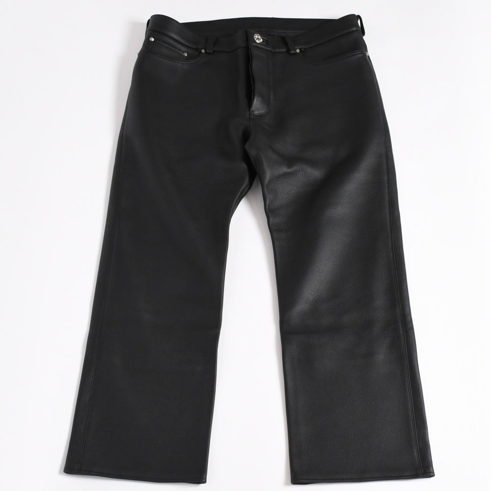 New and unused CHROME HEARTS LTHR PANTS Leather pants Size 36 Cross ball button Black Silver 925 Used 4a003605
