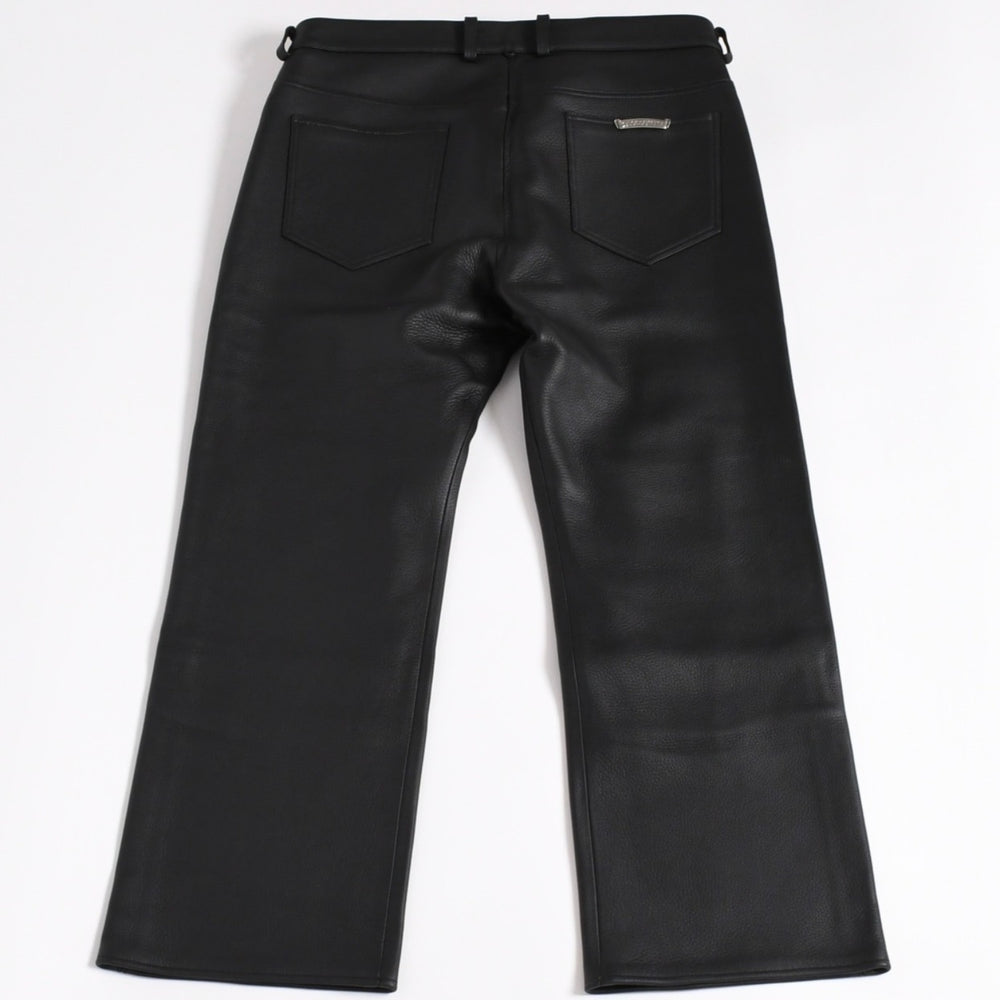New and unused CHROME HEARTS LTHR PANTS Leather pants Size 36 Cross ball button Black Silver 925 Used 4a003605