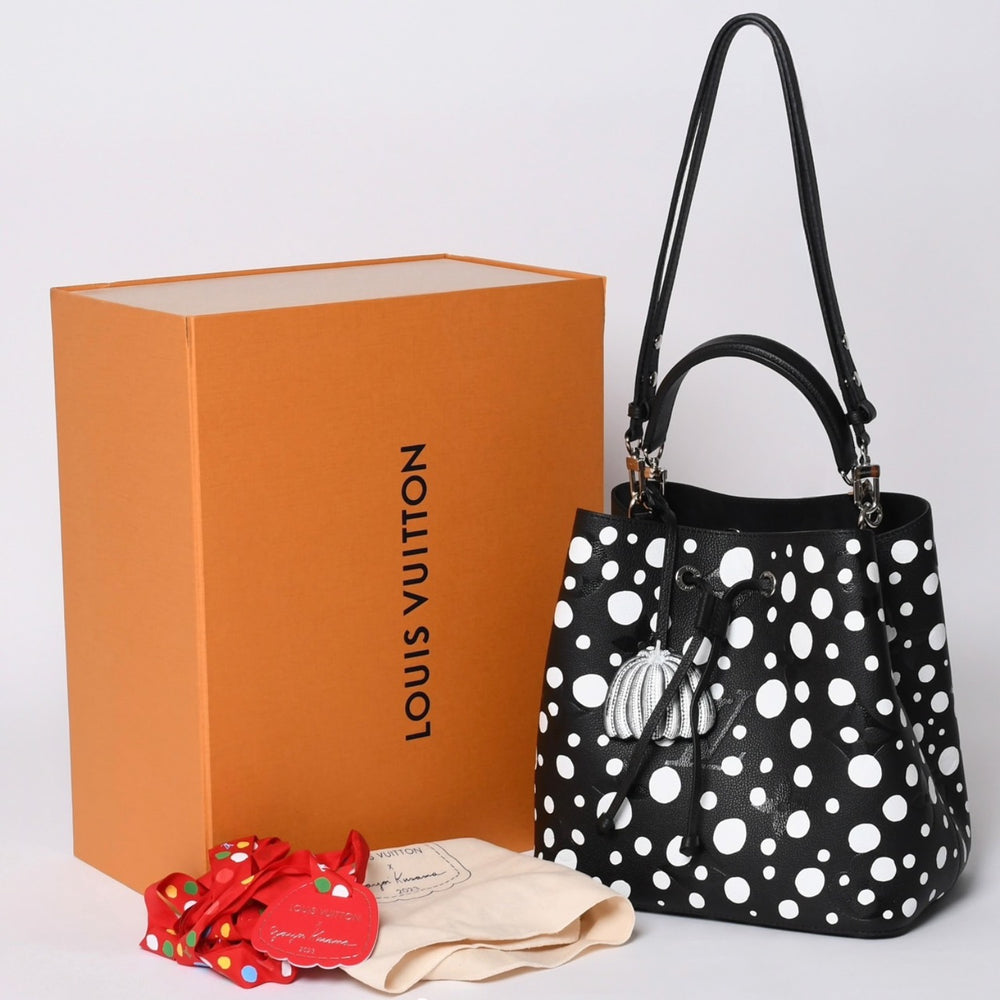 Like new LOUIS VUITTON Neonoe MM 2WAY bag M21753 Monogram Empreinte Black White Yayoi Kusama Used 4a001028