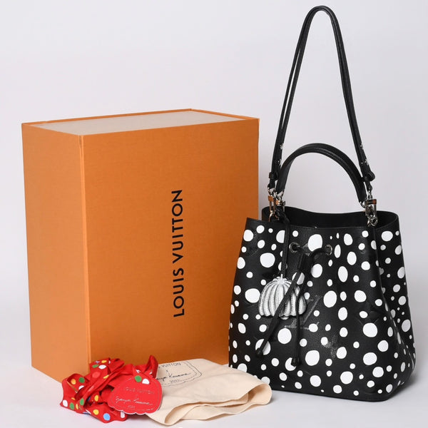 新品同様 LOUIS VUITTON ルイヴィトン ネオノエMM 2WAYバッグ M21753 モノグラム アンプラント ブラック ホワイト 草間彌生 中古 4a001028