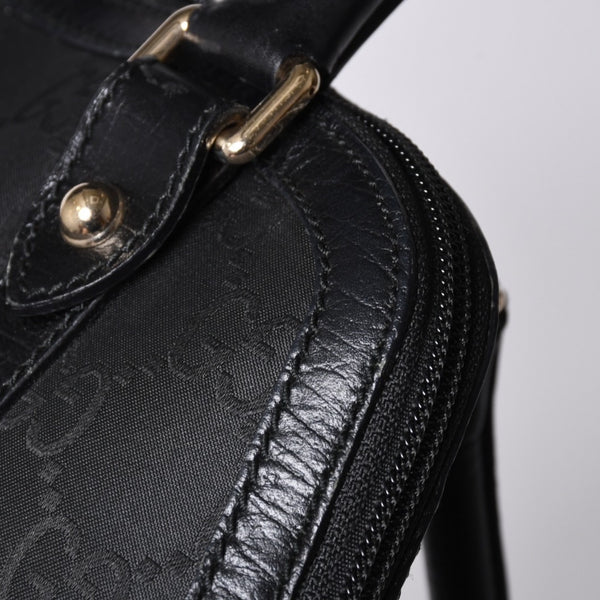 GUCCI グッチ インターロッキングG ワンショルダーバッグ 253341 ブラック レザー GGキャンバス ゴールド金具 美品 中古 4a001093
