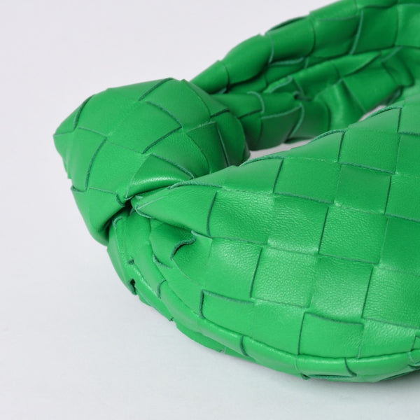新品同様 BOTTEGAVENETA ボッテガヴェネタ ミニ ジョディ ハンドバッグ パラキート グリーン ラムレザー カーフレザー 中古 4a001222