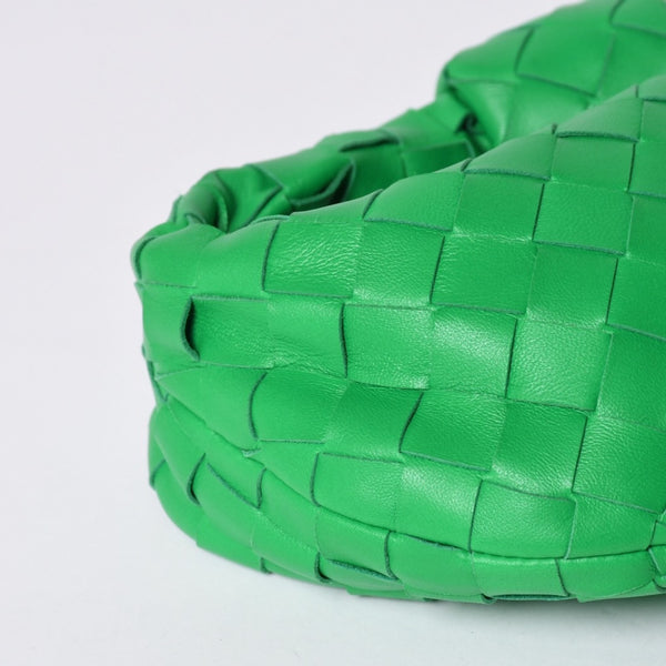 新品同様 BOTTEGAVENETA ボッテガヴェネタ ミニ ジョディ ハンドバッグ パラキート グリーン ラムレザー カーフレザー 中古 4a001222