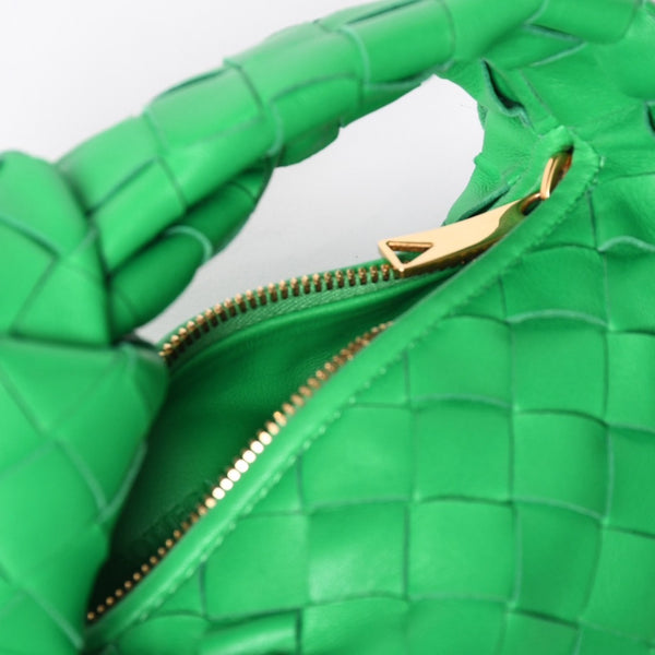 新品同様 BOTTEGAVENETA ボッテガヴェネタ ミニ ジョディ ハンドバッグ パラキート グリーン ラムレザー カーフレザー 中古 4a001222