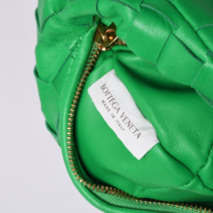 新品同様 BOTTEGAVENETA ボッテガヴェネタ ミニ ジョディ ハンドバッグ パラキート グリーン ラムレザー カーフレザー 中古 4a001222