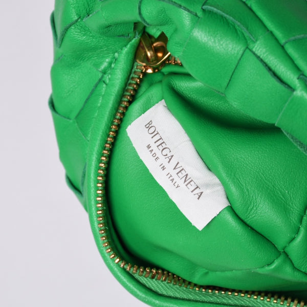 新品同様 BOTTEGAVENETA ボッテガヴェネタ ミニ ジョディ ハンドバッグ パラキート グリーン ラムレザー カーフレザー 中古 4a001222