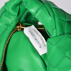 新品同様 BOTTEGAVENETA ボッテガヴェネタ ミニ ジョディ ハンドバッグ パラキート グリーン ラムレザー カーフレザー 中古 4a001222