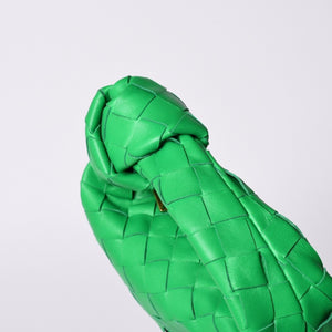 新品同様 BOTTEGAVENETA ボッテガヴェネタ ミニ ジョディ ハンドバッグ パラキート グリーン ラムレザー カーフレザー 中古 4a001222