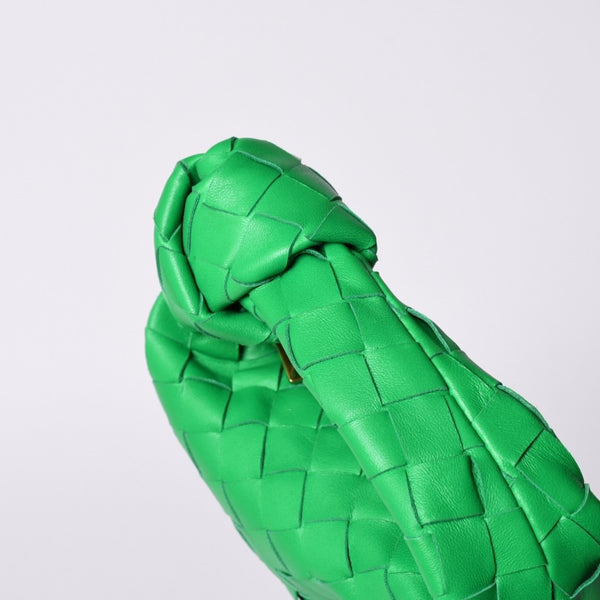 新品同様 BOTTEGAVENETA ボッテガヴェネタ ミニ ジョディ ハンドバッグ パラキート グリーン ラムレザー カーフレザー 中古 4a001222
