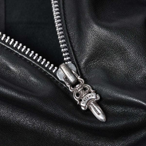 CHROME HEARTS クロムハーツ EZ RIDER イージーライダー シングルライダースジャケット サイズS ダガージップ シルバー925 美品 中古 4a001045