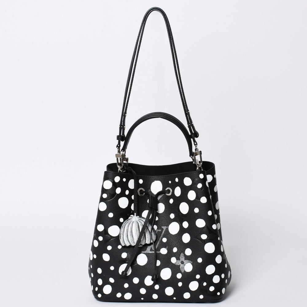Like new LOUIS VUITTON Neonoe MM 2WAY bag M21753 Monogram Empreinte Black White Yayoi Kusama Used 4a001028