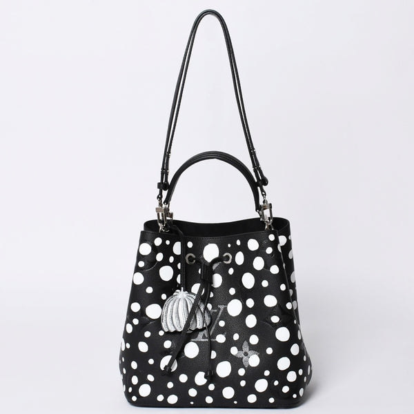 新品同様 LOUIS VUITTON ルイヴィトン ネオノエMM 2WAYバッグ M21753 モノグラム アンプラント ブラック ホワイト 草間彌生 中古 4a001028