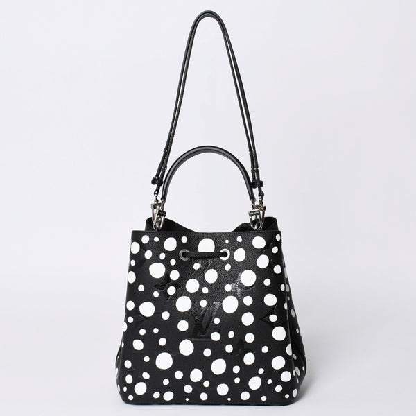 新品同様 LOUIS VUITTON ルイヴィトン ネオノエMM 2WAYバッグ M21753 モノグラム アンプラント ブラック ホワイト 草間彌生 中古 4a001028
