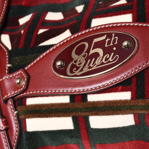 Very good condition GUCCI Gucci 85th Anniversary Horsebit Hobo One Shoulder Bag 163804 2123 Red Multicolor Velor Leather Silver Hardware Used 4a001095