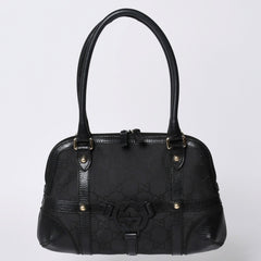 GUCCI グッチ インターロッキングG ワンショルダーバッグ 253341 ブラック レザー GGキャンバス ゴールド金具 美品 中古 4a001093