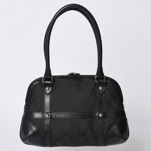 GUCCI グッチ インターロッキングG ワンショルダーバッグ 253341 ブラック レザー GGキャンバス ゴールド金具 美品 中古 4a001093