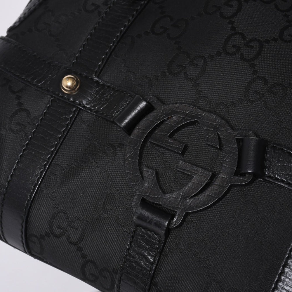 GUCCI グッチ インターロッキングG ワンショルダーバッグ 253341 ブラック レザー GGキャンバス ゴールド金具 美品 中古 4a001093