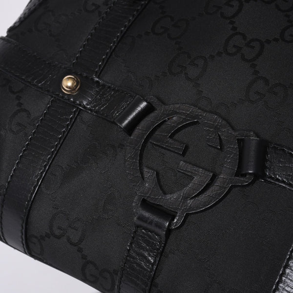 GUCCI グッチ インターロッキングG ワンショルダーバッグ 253341 ブラック レザー GGキャンバス ゴールド金具 美品 中古 4a001093
