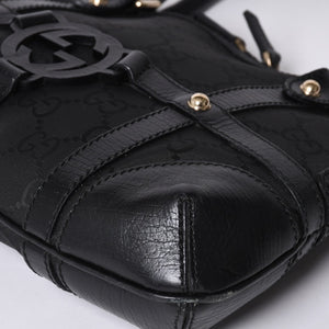 GUCCI グッチ インターロッキングG ワンショルダーバッグ 253341 ブラック レザー GGキャンバス ゴールド金具 美品 中古 4a001093
