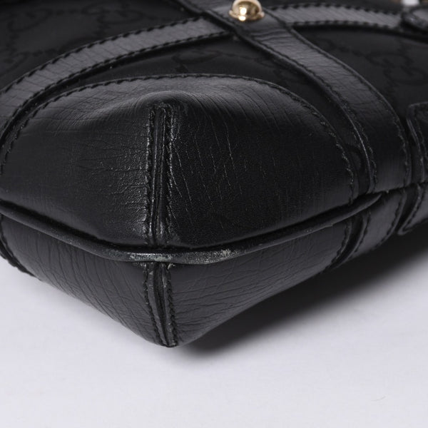 GUCCI グッチ インターロッキングG ワンショルダーバッグ 253341 ブラック レザー GGキャンバス ゴールド金具 美品 中古 4a001093