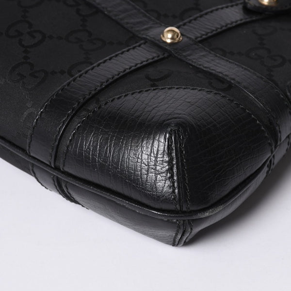 GUCCI グッチ インターロッキングG ワンショルダーバッグ 253341 ブラック レザー GGキャンバス ゴールド金具 美品 中古 4a001093