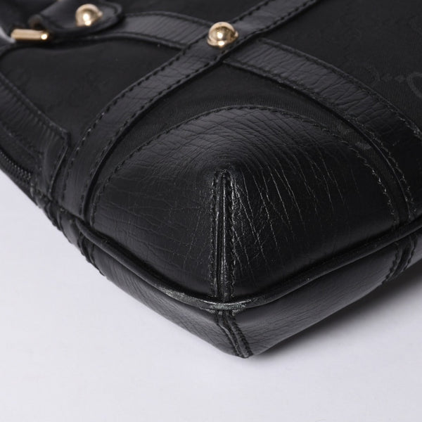 GUCCI グッチ インターロッキングG ワンショルダーバッグ 253341 ブラック レザー GGキャンバス ゴールド金具 美品 中古 4a001093