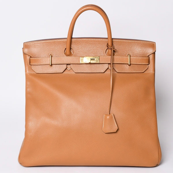 Very Good Condition HERMES Haut a Courroies Hautacroix 45 Handbag Ardennes Natural Gold Hardware ○X Stamp Used 4a001377