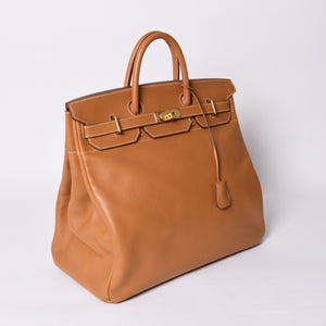 Very Good Condition HERMES Haut a Courroies Hautacroix 45 Handbag Ardennes Natural Gold Hardware ○X Stamp Used 4a001377